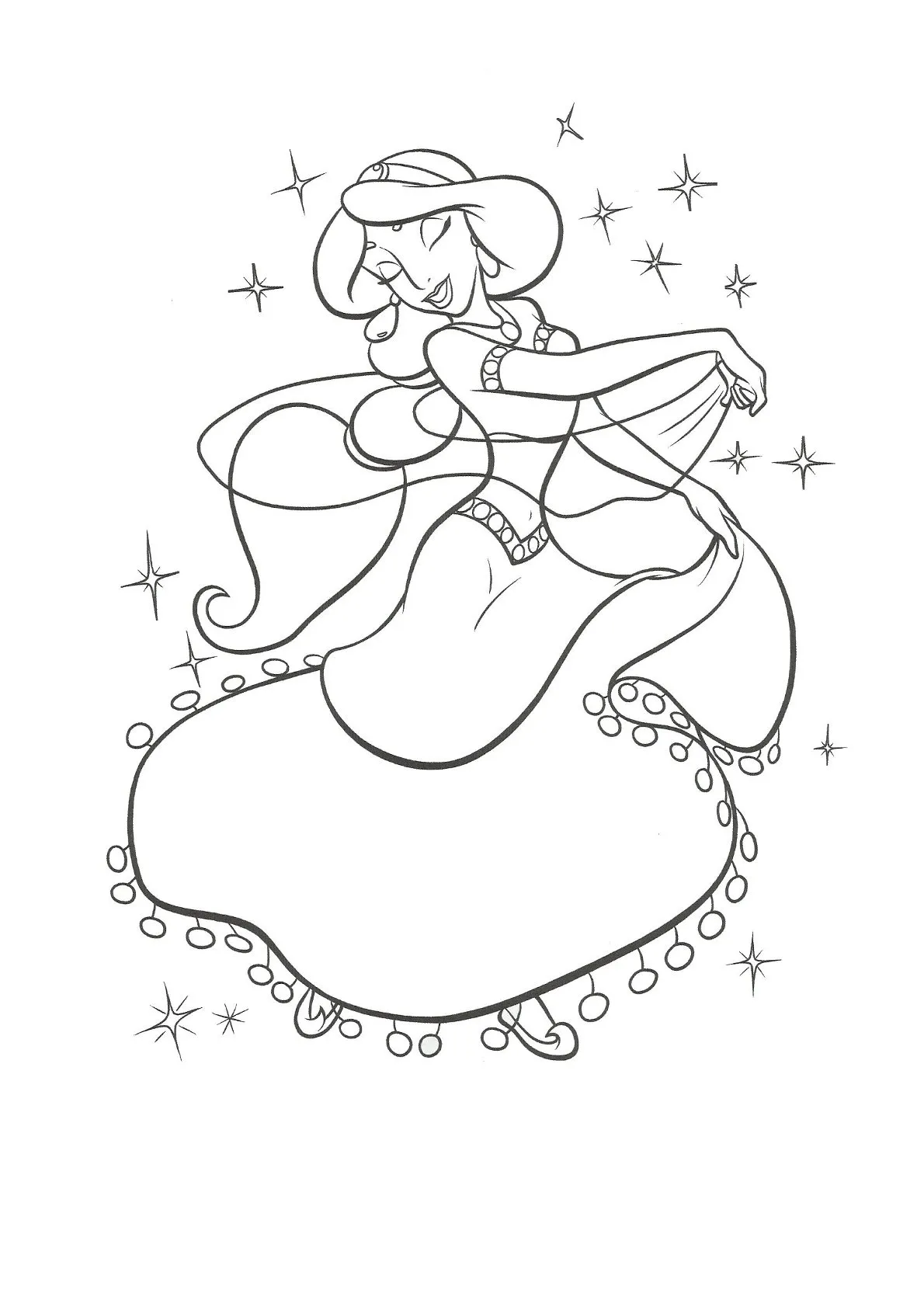 Dibujo relacionado de Jasmine con Vestido para colorear