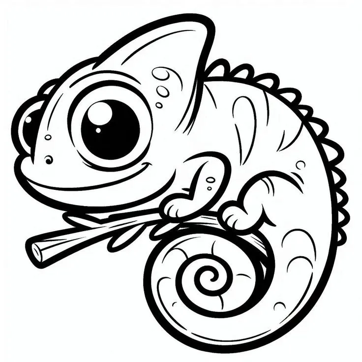 Haz clic para descargar dibujo de Camaleón para colorear e imprimir gratis Camaleón para colorear HD fácil y bonito - Descarga e imprime gratis - Dibujo exclusivo de Animales