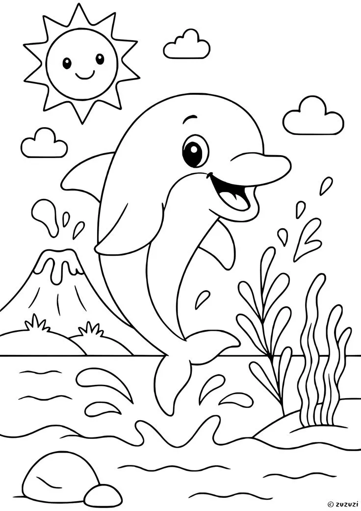 Dibujo relacionado de Delfín Bonito para colorear