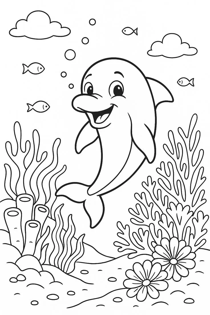 Dibujo relacionado de Delfín Feliz para colorear