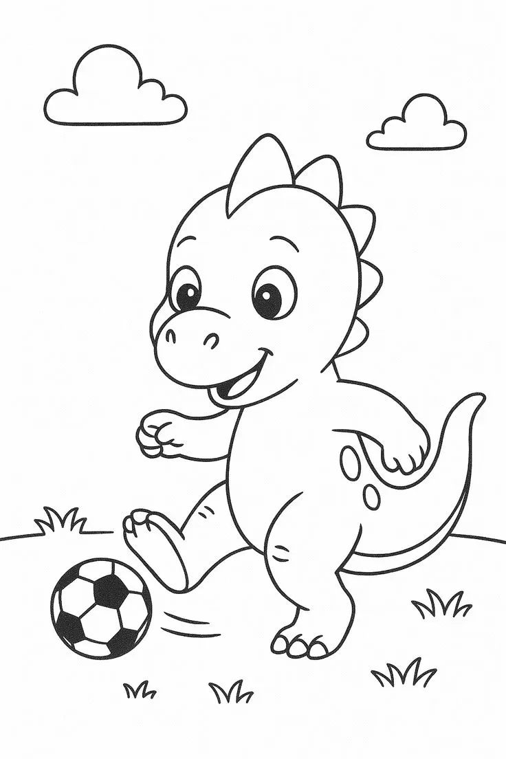 Haz clic para descargar dibujo de Dinosaurio Futbolista para colorear e imprimir gratis Dinosaurio Futbolista para colorear HD fácil y bonito - Descarga e imprime gratis - Dibujo exclusivo de Animales