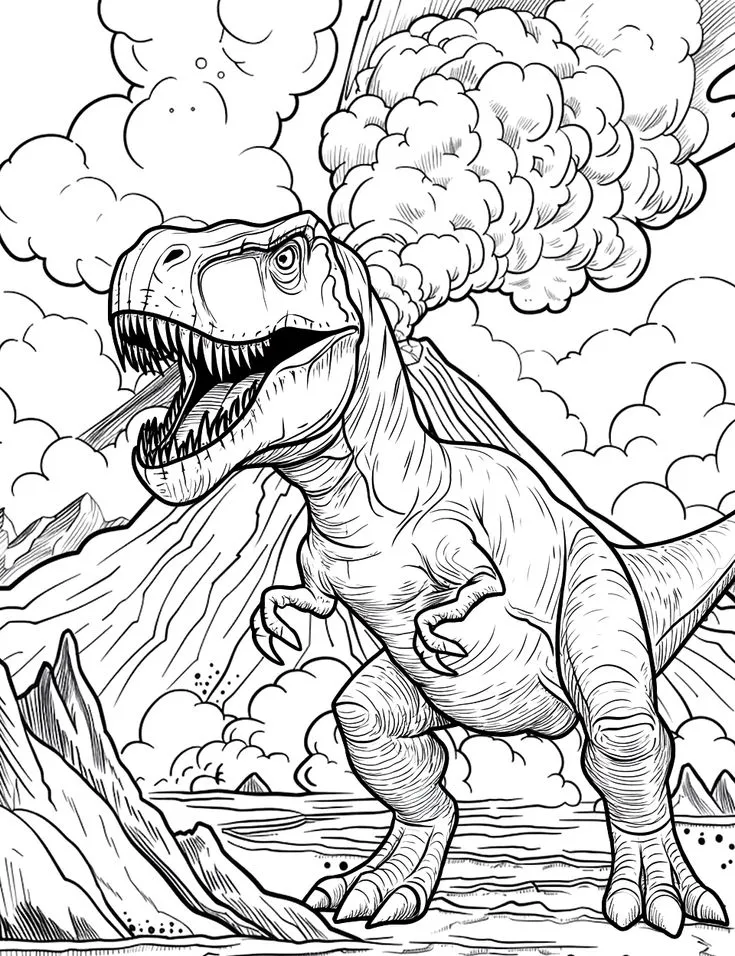 Haz clic para descargar dibujo de Dinosaurio Realista para colorear e imprimir gratis Dinosaurio Realista para colorear HD fácil y bonito - Descarga e imprime gratis - Dibujo exclusivo de Animales