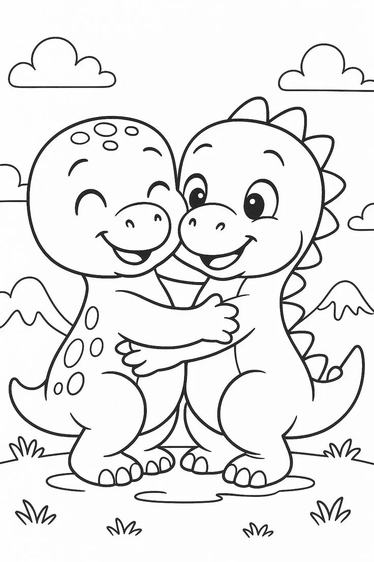 Haz clic para descargar dibujo de Dinosaurios Enamorados para colorear e imprimir gratis Dinosaurios Enamorados para colorear HD fácil y bonito - Descarga e imprime gratis - Dibujo exclusivo de Animales