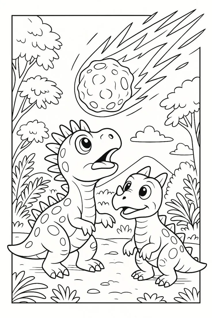 Haz clic para descargar dibujo de Dinosaurios y Meteorito para colorear e imprimir gratis Dinosaurios y Meteorito para colorear HD fácil y bonito - Descarga e imprime gratis - Dibujo exclusivo de Animales