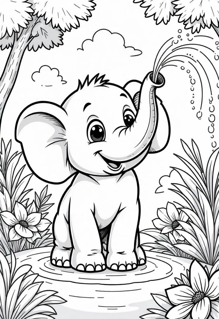 Haz clic para descargar dibujo de Elefante Tirando Agua con la Trompa para colorear e imprimir gratis Elefante Tirando Agua con la Trompa para colorear HD fácil y bonito - Descarga e imprime gratis - Dibujo exclusivo de Animales