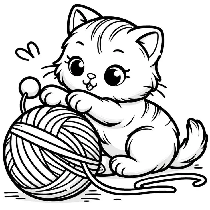 Haz clic para descargar dibujo de Gatito Jugando para colorear e imprimir gratis Gatito Jugando para colorear HD fácil y bonito - Descarga e imprime gratis - Dibujo exclusivo de Animales