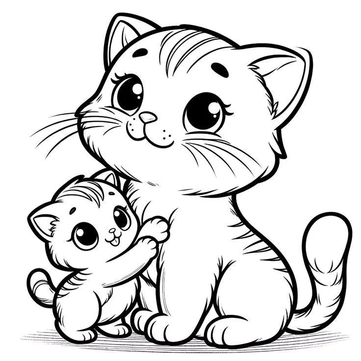 Haz clic para descargar dibujo de Gatitos para colorear e imprimir gratis Gatitos para colorear HD fácil y bonito - Descarga e imprime gratis - Dibujo exclusivo de Animales