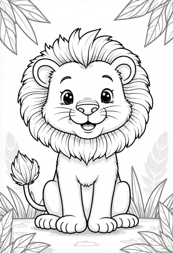 León para colorear e imprimir gratis PDF - Animales salvajes para niños
