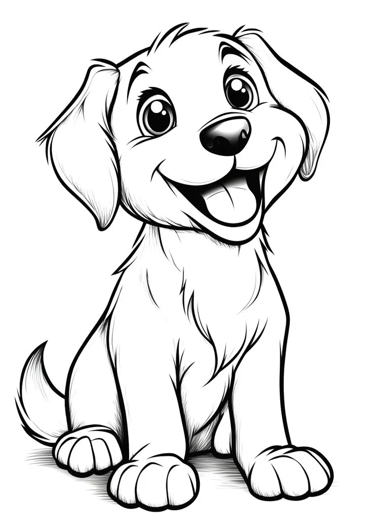 Haz clic para descargar dibujo de Perro para colorear e imprimir gratis Perro para colorear HD fácil y bonito - Descarga e imprime gratis - Dibujo exclusivo de Animales