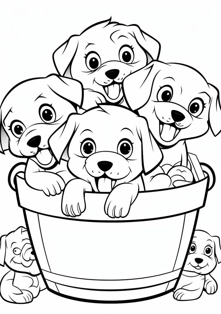 Haz clic para descargar dibujo de Perros para colorear e imprimir gratis Perros para colorear HD fácil y bonito - Descarga e imprime gratis - Dibujo exclusivo de Animales