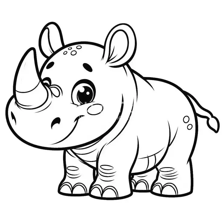 Haz clic para descargar dibujo de Rinoceronte para colorear e imprimir gratis Rinoceronte para colorear HD fácil y bonito - Descarga e imprime gratis - Dibujo exclusivo de Animales