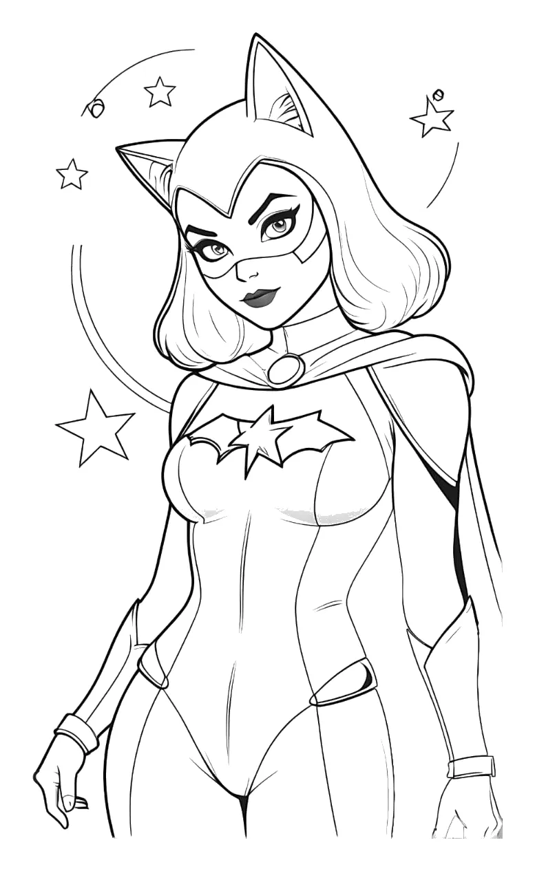 Batgirl entre Estrellas para colorear e imprimir Dibujo de Batgirl entre Estrellas de Batman para colorear