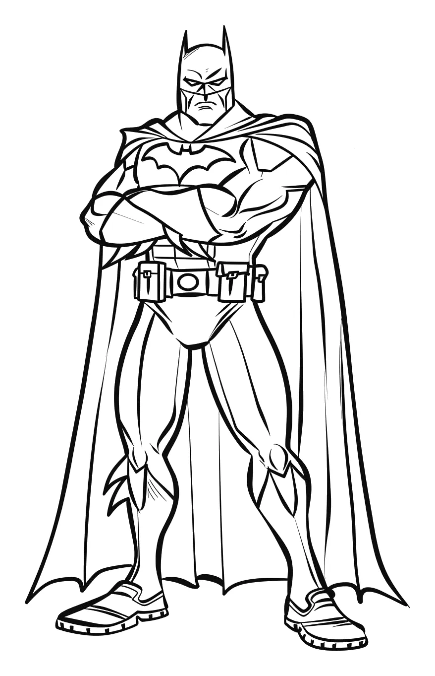 Batman de Cuerpo Entero con los Brazos Cruzados para colorear e imprimir Dibujo de Batman de Cuerpo Entero con los Brazos Cruzados para colorear