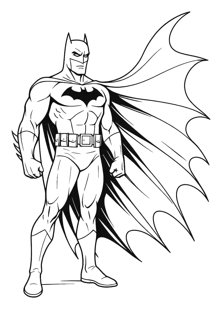 Batman con la Capa Ondeando al Viento para colorear e imprimir Dibujo de Batman con la Capa Ondeando al Viento para colorear