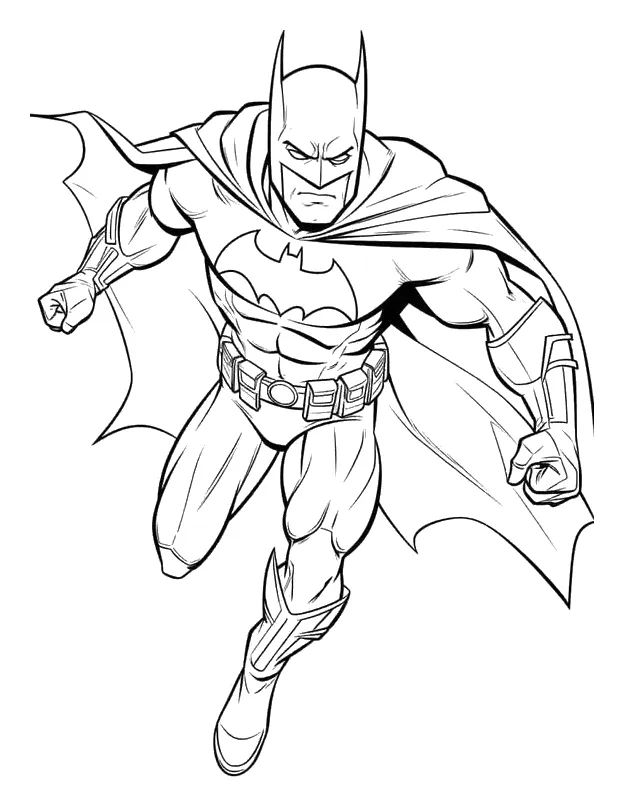 Batman Corriendo al Ataque para colorear e imprimir Dibujo de Batman Corriendo al Ataque para colorear