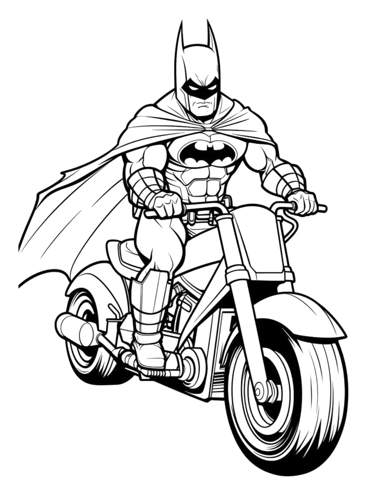 Batman en Moto para colorear e imprimir Dibujo de Batman en Moto para colorear
