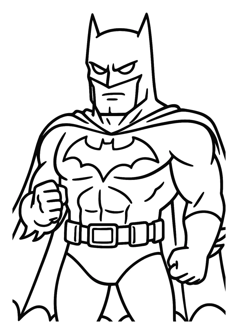 Batman Fácil con el Puño Cerrado para colorear e imprimir Dibujo de Batman Fácil con el Puño Cerrado para colorear