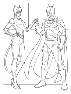 Batman y Catwoman de la Mano para colorear e imprimir Dibujo de Batman y Catwoman de la Mano para colorear