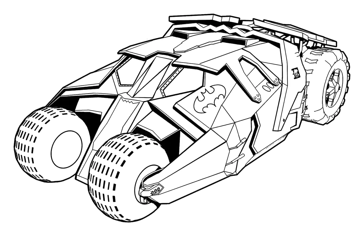Batmóvil Tumbler de las Películas para colorear e imprimir Dibujo de Batmóvil Tumbler de las Películas de Batman para colorear