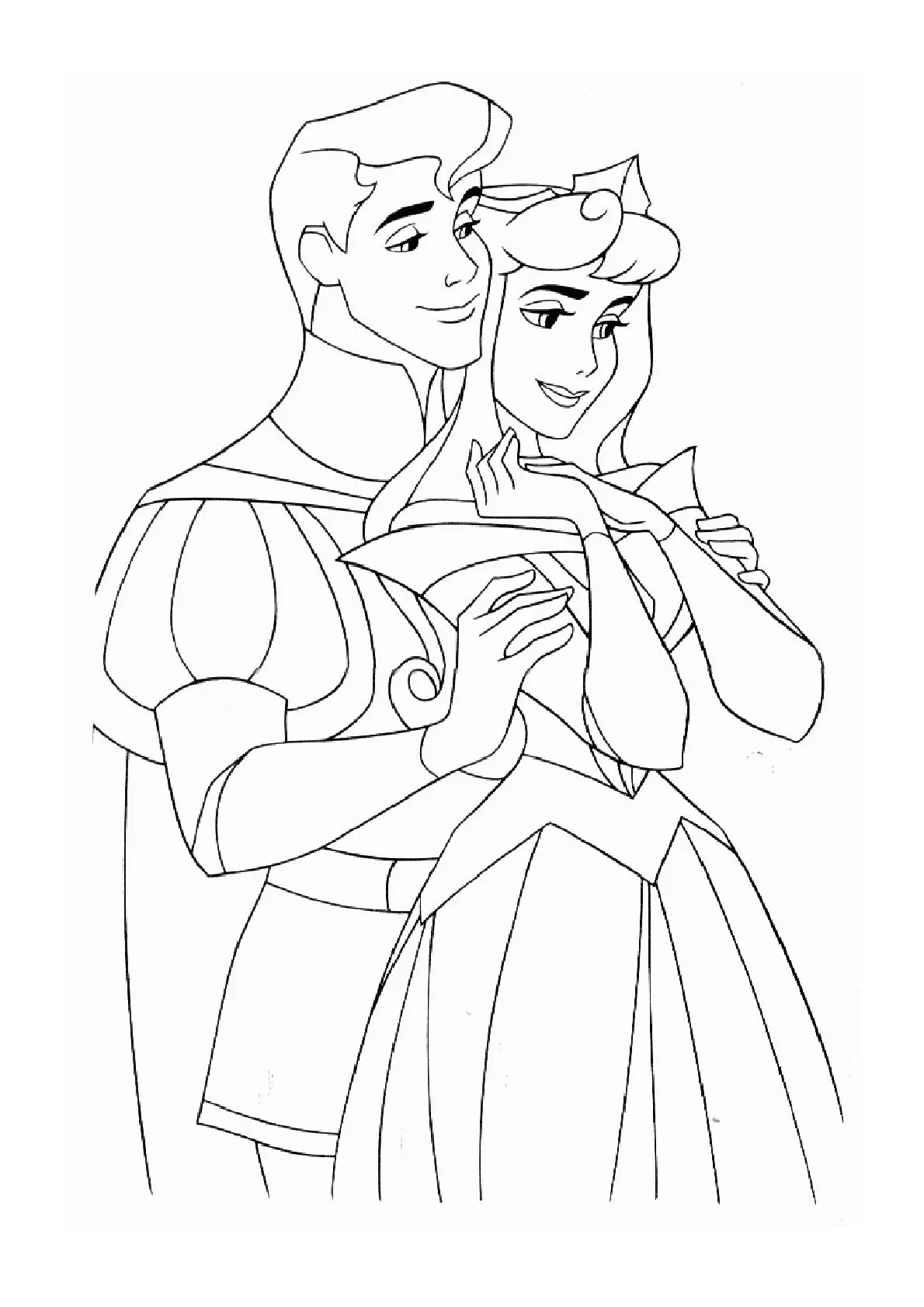 Dibujo relacionado de Aurora y el Príncipe Felipe Abrazados para colorear