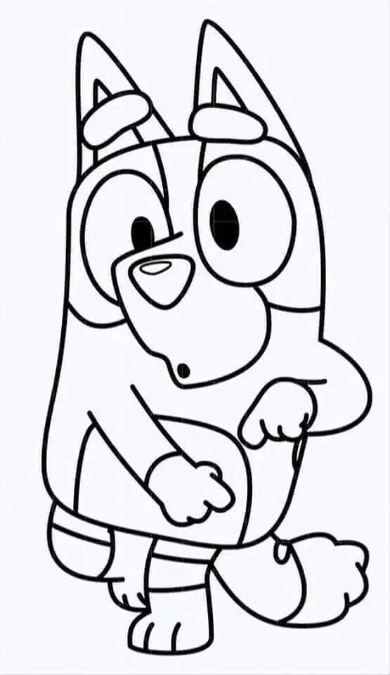Ver dibujo completo de Bluey Caminando Triste para colorear Bluey Caminando Triste para colorear - Dibujo de Bluey para imprimir gratis