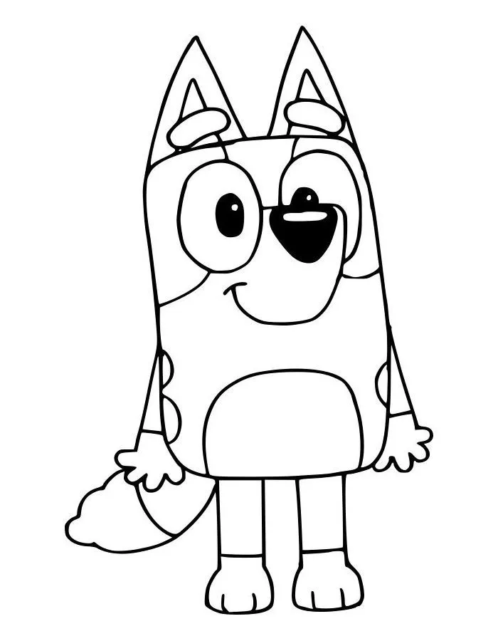 Ver dibujo completo de Bluey de Frente Sonriendo para colorear Bluey de Frente Sonriendo para colorear - Dibujo de Bluey para imprimir gratis