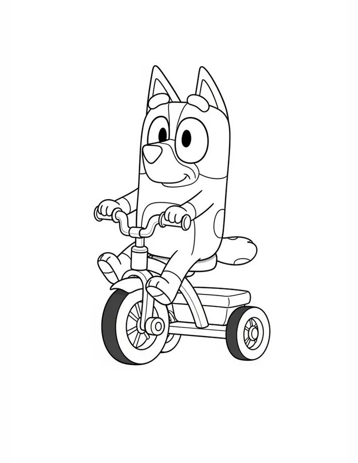 Bluey Montando en Triciclo para colorear - Bluey