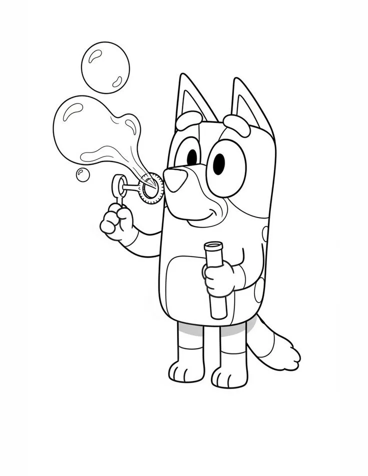 Bluey Haciendo Burbujas de Jabón para colorear - Bluey