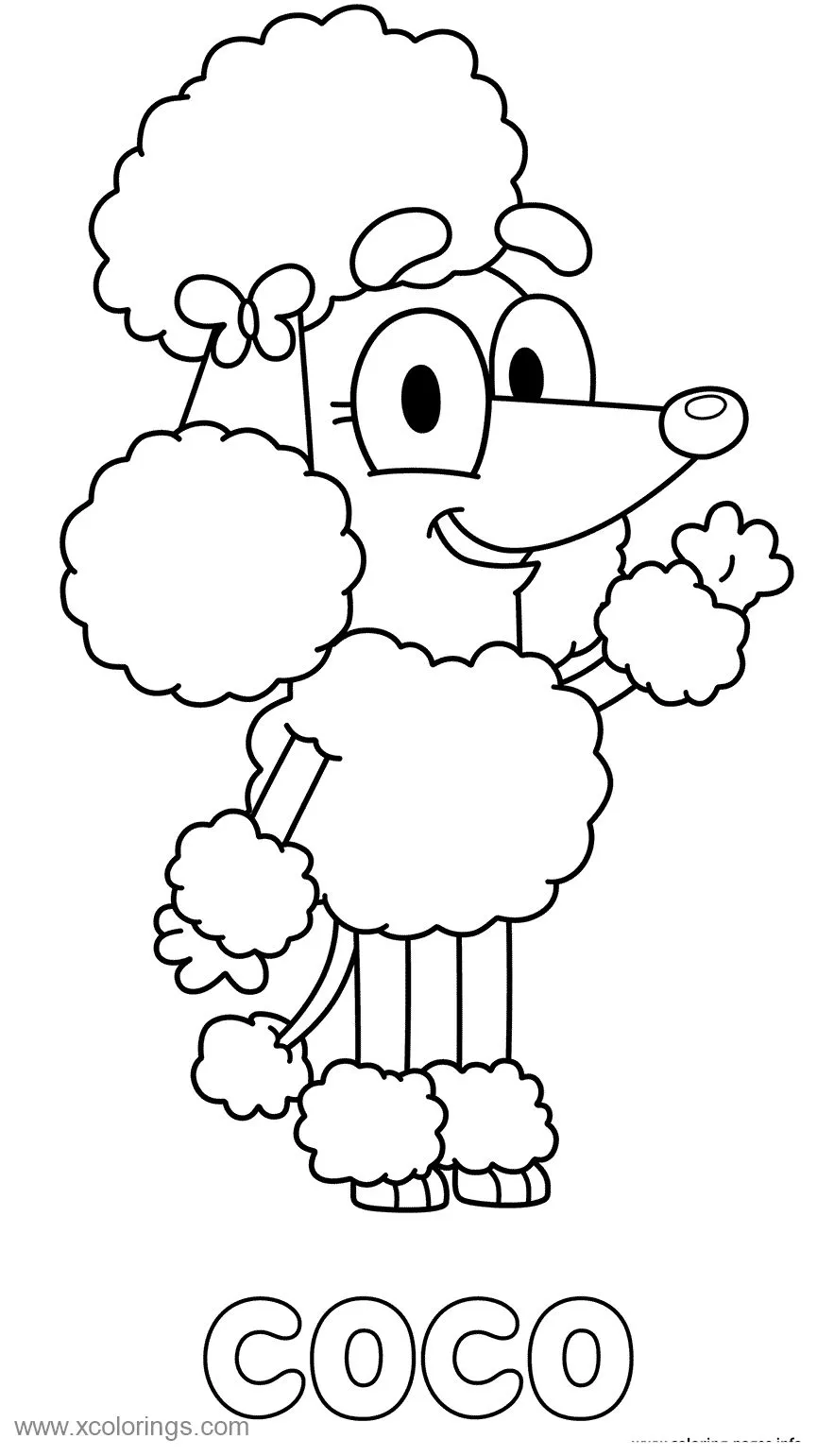 Ver dibujo completo de Coco la Caniche Grande para colorear Coco la Caniche Grande para colorear - Dibujo de Bluey para imprimir gratis