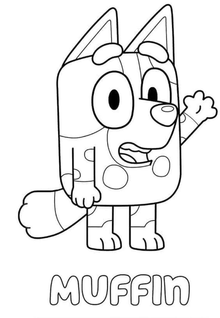 Ver dibujo completo de Muffin Saludando para colorear Muffin Saludando para colorear - Dibujo de Bluey para imprimir gratis