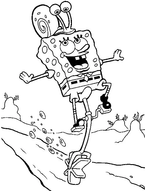 Haz clic para descargar dibujo de Bob Esponja Corriendo con Gary en la Cabeza para colorear e imprimir gratis Bob Esponja Corriendo con Gary en la Cabeza para colorear HD fácil y bonito - Descarga e imprime gratis - Dibujo exclusivo de Bob