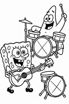 Haz clic para descargar dibujo de Bob Esponja Guitarra y Patricio Batería para colorear e imprimir gratis Bob Esponja Guitarra y Patricio Batería para colorear HD fácil y bonito - Descarga e imprime gratis - Dibujo exclusivo de Bob