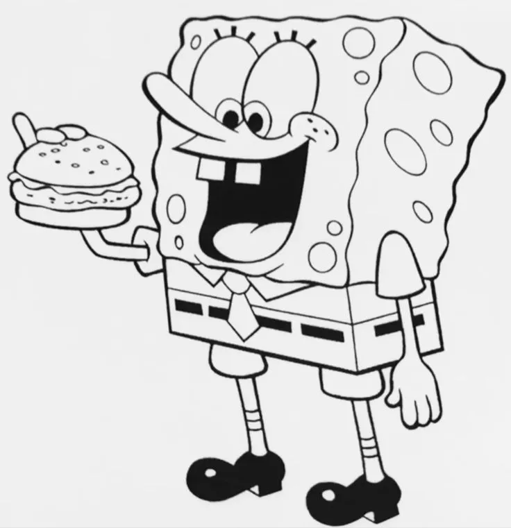 Haz clic para descargar dibujo de Bob Esponja con Krabby Patty para colorear e imprimir gratis Bob Esponja con Krabby Patty para colorear HD fácil y bonito - Descarga e imprime gratis - Dibujo exclusivo de Bob