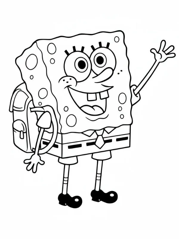 Haz clic para descargar dibujo de Bob Esponja con Mochila Saludando para colorear e imprimir gratis Bob Esponja con Mochila Saludando para colorear HD fácil y bonito - Descarga e imprime gratis - Dibujo exclusivo de Bob