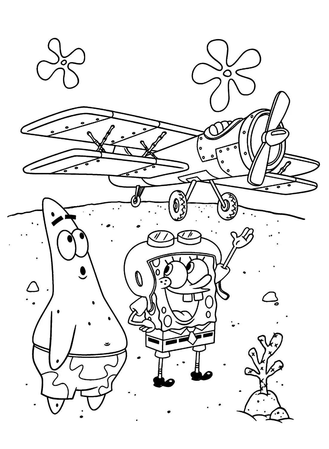 Haz clic para descargar dibujo de Bob Esponja y Patricio Aviadores con Avioneta para colorear e imprimir gratis Bob Esponja y Patricio Aviadores con Avioneta para colorear HD fácil y bonito - Descarga e imprime gratis - Dibujo exclusivo de Bob