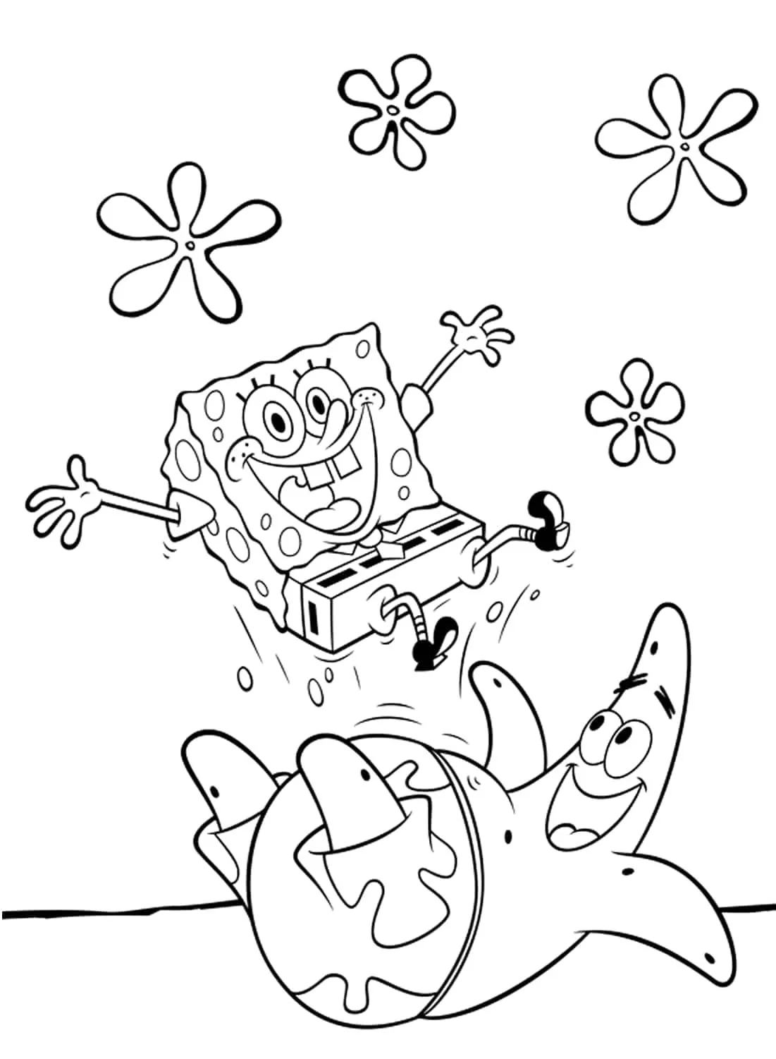 Haz clic para descargar dibujo de Bob Esponja Saltando sobre Patricio con Flores para colorear e imprimir gratis Bob Esponja Saltando sobre Patricio con Flores para colorear HD fácil y bonito - Descarga e imprime gratis - Dibujo exclusivo de Bob
