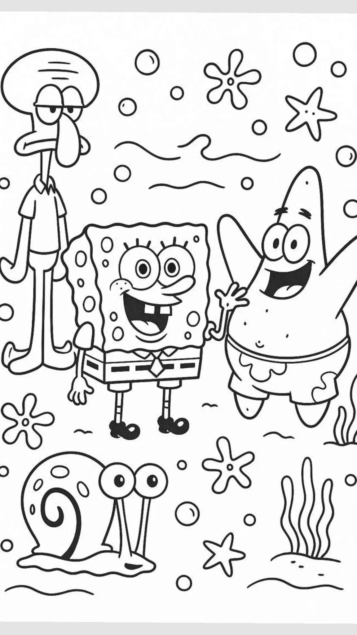 Haz clic para descargar dibujo de Calamardo, Bob Esponja, Patricio y Gary para colorear e imprimir gratis Calamardo, Bob Esponja, Patricio y Gary para colorear HD fácil y bonito - Descarga e imprime gratis - Dibujo exclusivo de Bob