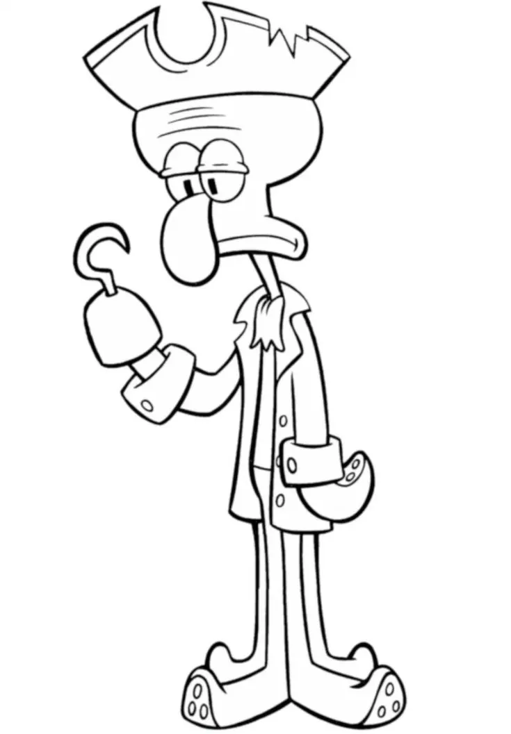 Haz clic para descargar dibujo de Calamardo Pirata con Garfio para colorear e imprimir gratis Calamardo Pirata con Garfio para colorear HD fácil y bonito - Descarga e imprime gratis - Dibujo exclusivo de Bob