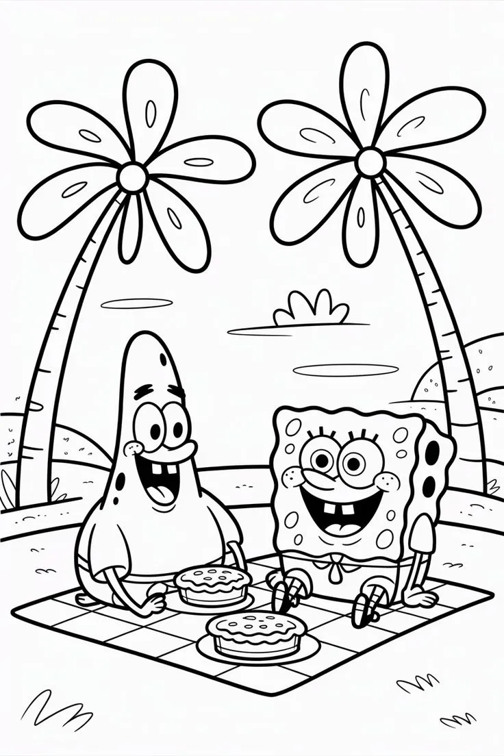 Haz clic para descargar dibujo de Patricio y Bob Esponja de Picnic para colorear e imprimir gratis Patricio y Bob Esponja de Picnic para colorear HD fácil y bonito - Descarga e imprime gratis - Dibujo exclusivo de Bob