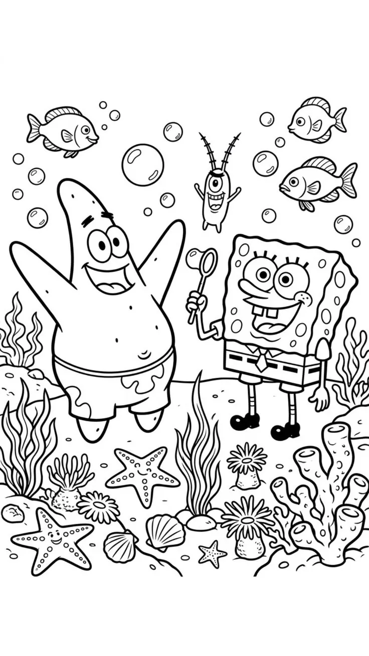 Haz clic para descargar dibujo de Patricio, Bob Esponja y Plankton en el Fondo Marino para colorear e imprimir gratis Patricio, Bob Esponja y Plankton en el Fondo Marino para colorear HD fácil y bonito - Descarga e imprime gratis - Dibujo exclusivo de Bob
