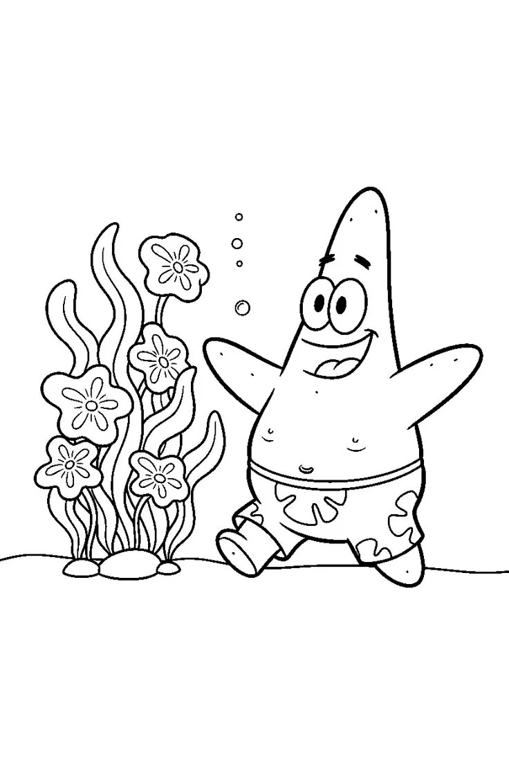 Haz clic para descargar dibujo de Patricio Caminando con Flores Marinas para colorear e imprimir gratis Patricio Caminando con Flores Marinas para colorear HD fácil y bonito - Descarga e imprime gratis - Dibujo exclusivo de Bob