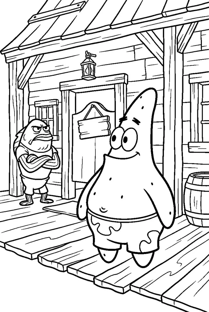 Haz clic para descargar dibujo de Patricio en Pueblo Western para colorear e imprimir gratis Patricio en Pueblo Western para colorear HD fácil y bonito - Descarga e imprime gratis - Dibujo exclusivo de Bob