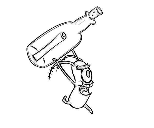 Haz clic para descargar dibujo de Plankton Cargando Botella con Mensaje para colorear e imprimir gratis Plankton Cargando Botella con Mensaje para colorear HD fácil y bonito - Descarga e imprime gratis - Dibujo exclusivo de Bob