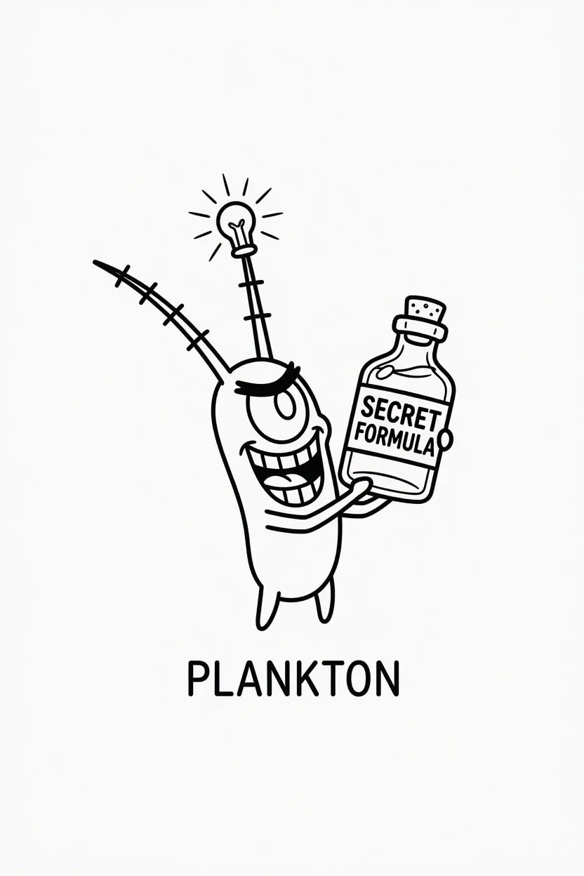 Haz clic para descargar dibujo de Plankton con Fórmula Secreta e Idea para colorear e imprimir gratis Plankton con Fórmula Secreta e Idea para colorear HD fácil y bonito - Descarga e imprime gratis - Dibujo exclusivo de Bob