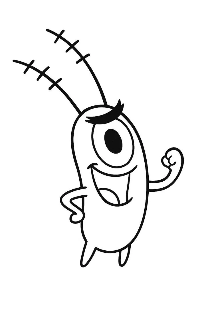 Haz clic para descargar dibujo de Plankton con Puño Levantado para colorear e imprimir gratis Plankton con Puño Levantado para colorear HD fácil y bonito - Descarga e imprime gratis - Dibujo exclusivo de Bob
