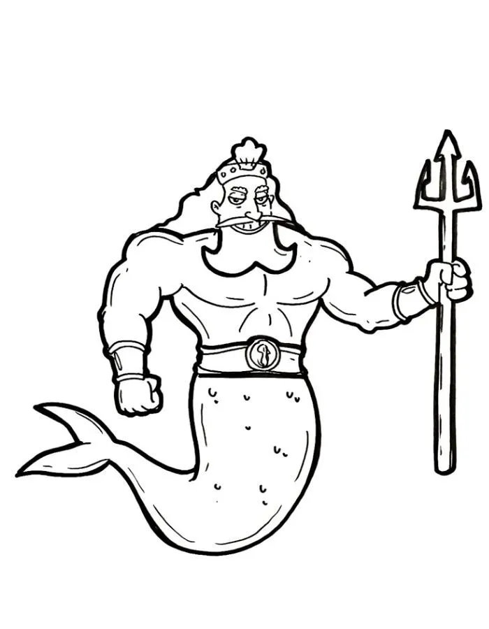 Haz clic para descargar dibujo de Rey Neptuno con Tridente para colorear e imprimir gratis Rey Neptuno con Tridente para colorear HD fácil y bonito - Descarga e imprime gratis - Dibujo exclusivo de Bob