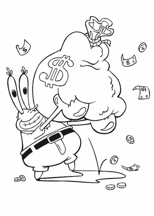 Haz clic para descargar dibujo de Sr. Cangrejo Abrazando Saco de Dinero para colorear e imprimir gratis Sr. Cangrejo Abrazando Saco de Dinero para colorear HD fácil y bonito - Descarga e imprime gratis - Dibujo exclusivo de Bob
