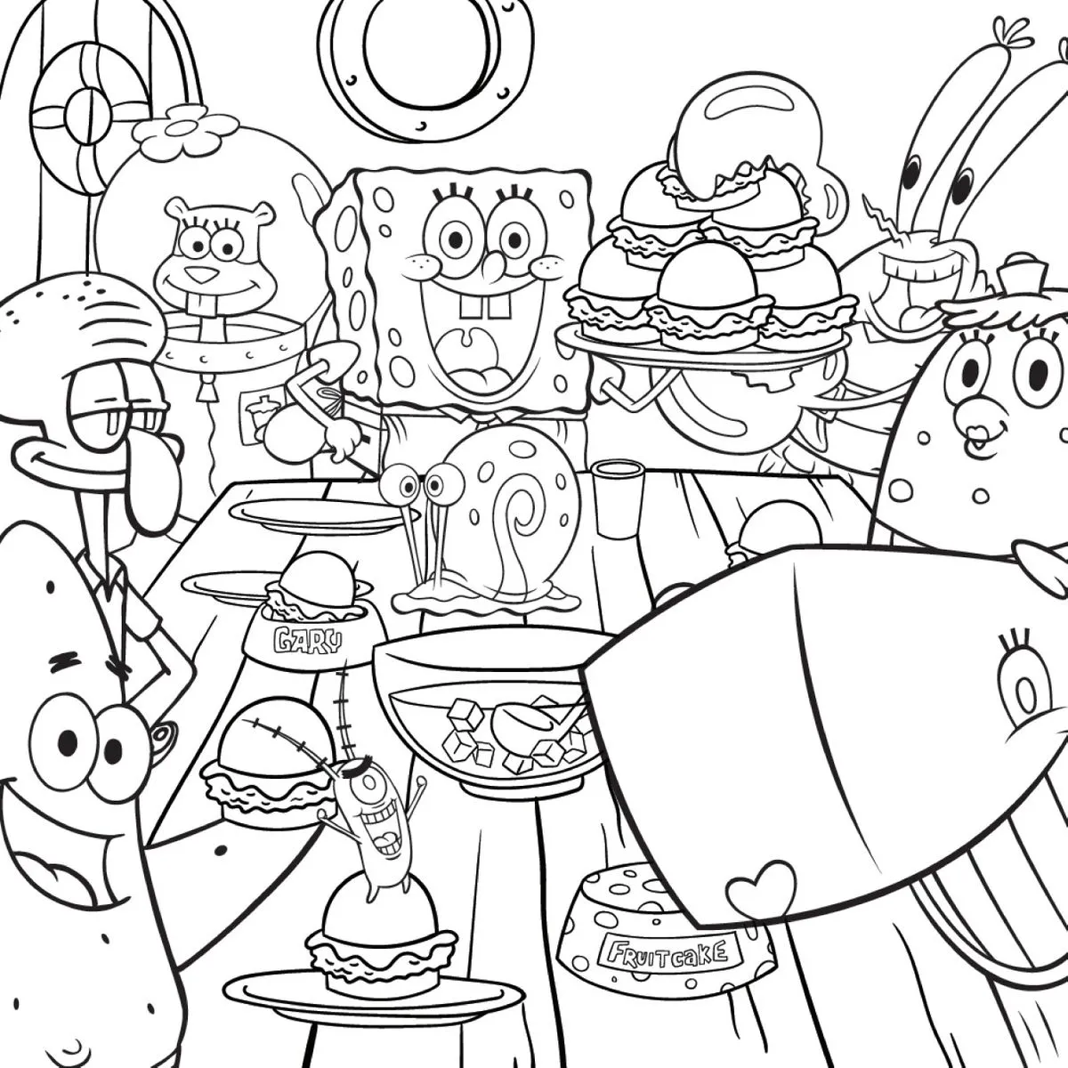 Haz clic para descargar dibujo de Todos los Personajes en Fiesta con Comida para colorear e imprimir gratis Todos los Personajes en Fiesta con Comida para colorear HD fácil y bonito - Descarga e imprime gratis - Dibujo exclusivo de Bob