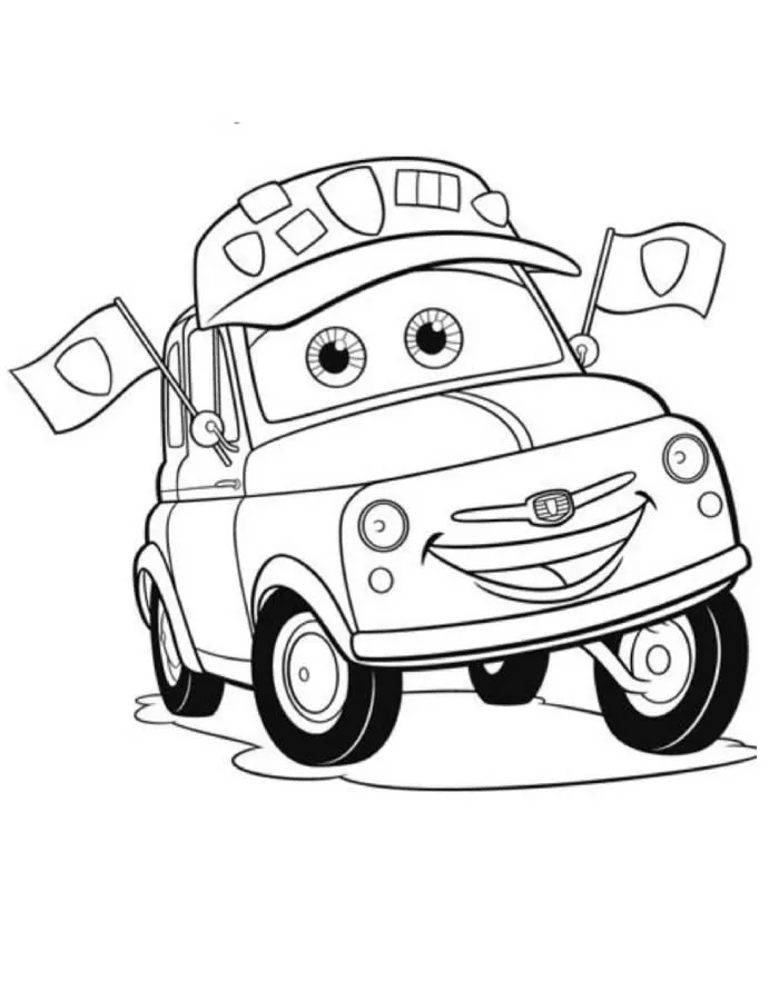 Luigi con Banderas para colorear e imprimir Luigi con Banderas para colorear - Rayo McQueen y Cars