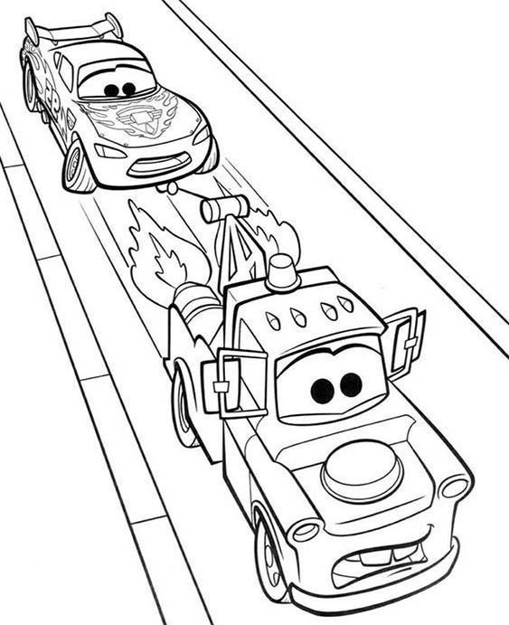 Ver dibujo completo de Mate Bombero y Rayo para colorear Dibujo de Mate Bombero y Rayo para colorear e imprimir gratis - Plantilla en alta calidad